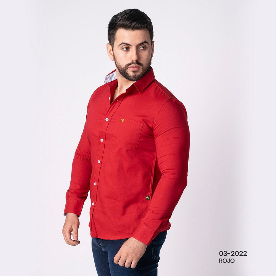 CAMISA ML SLIM NA-03-2022  ROJO