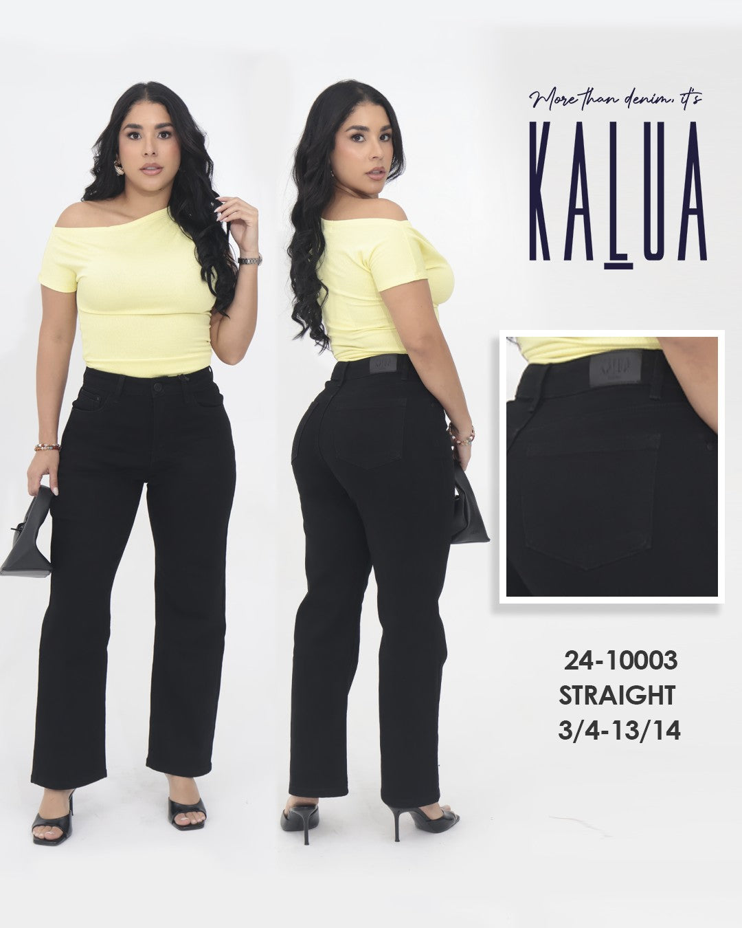 JEANS DAMA STRAIGHT PETITE 24-10003 KALUA NEGRO
