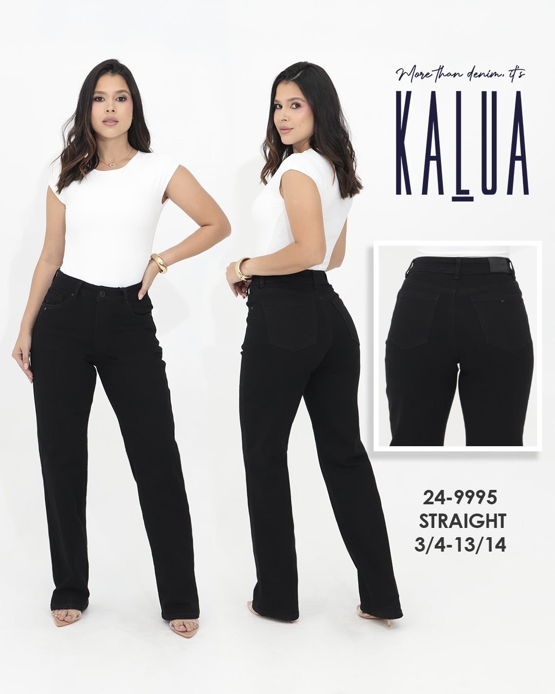 JEANS DAMA STRAIGHT PETITE 24-9995 KALUA NEGRO