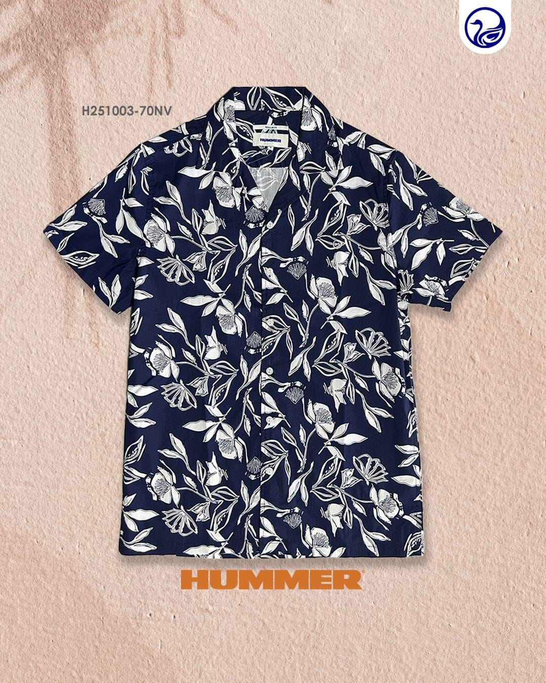 CAMISA MC HUMMER XL / NAVY/FLORES BLANCAS