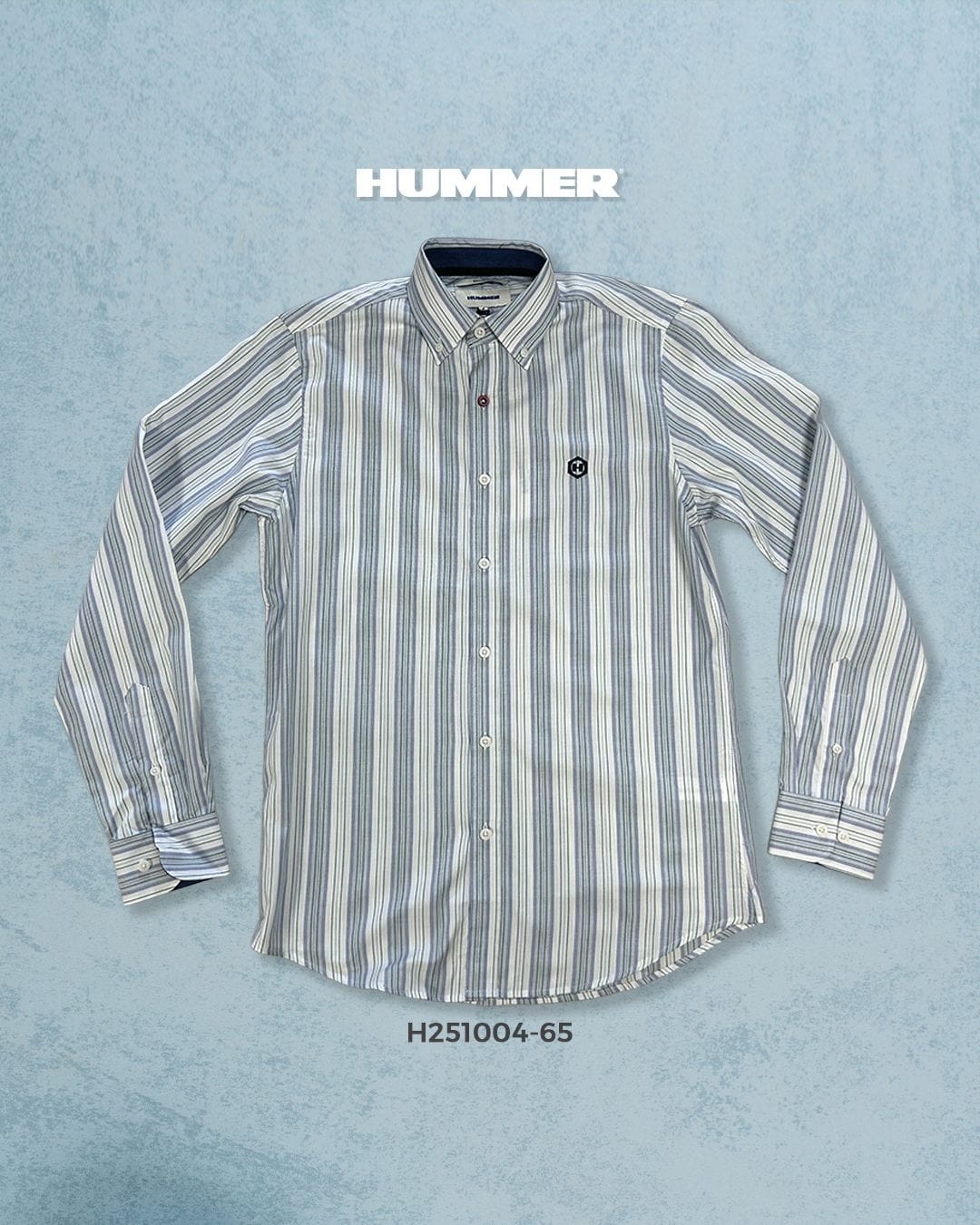 CAMISA ML HUMMER H251004-65 BLANCO LINEAS VERDES
