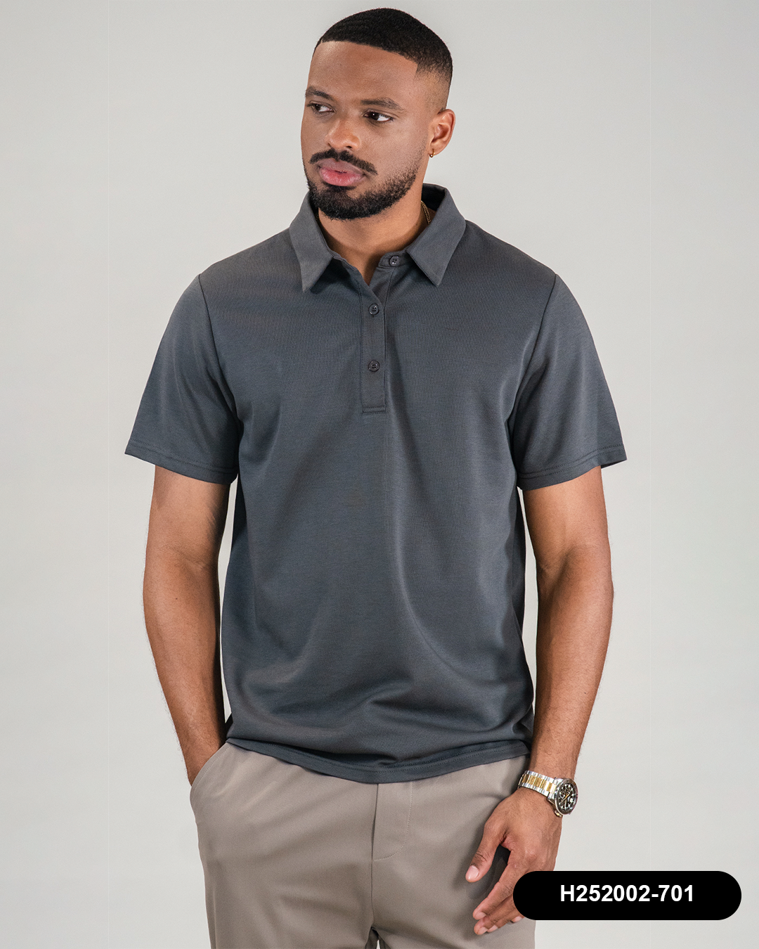 HS GT PLAYERA POLO JERSEY HUMMER H252002-701 GRIS PLOMO