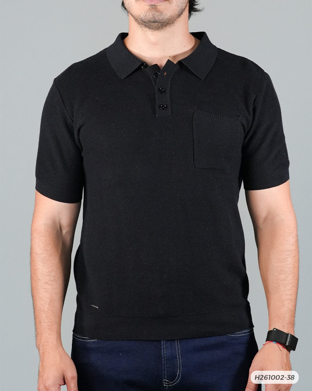 HS GT PLAYERA POLO TEXTURIZADA HUMMER H261002-38 NEGRO