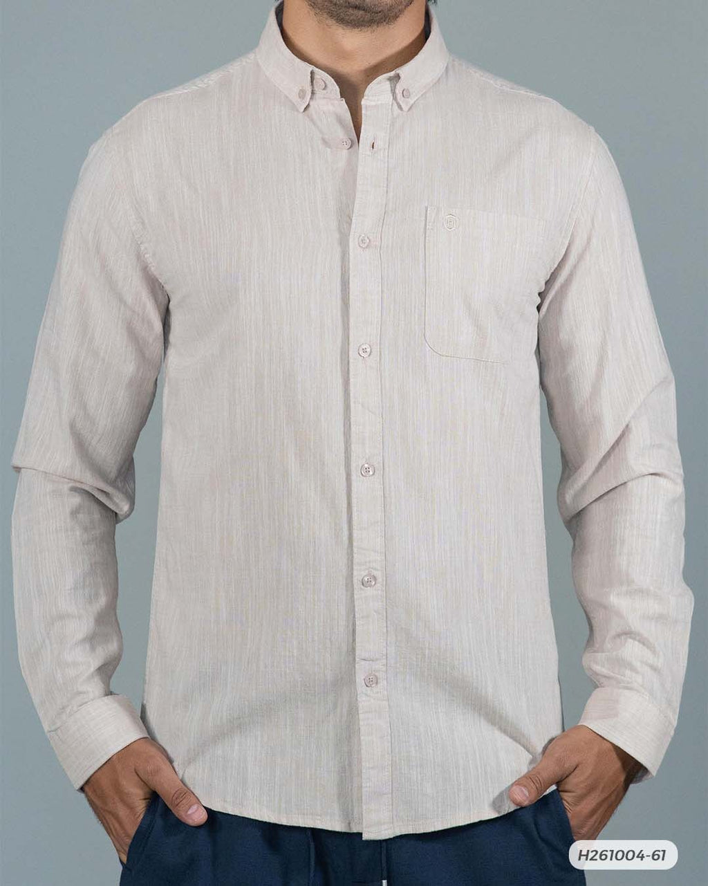 HS GT CAMISA ML HUMMER H261004-61 BEIGE HEATHER