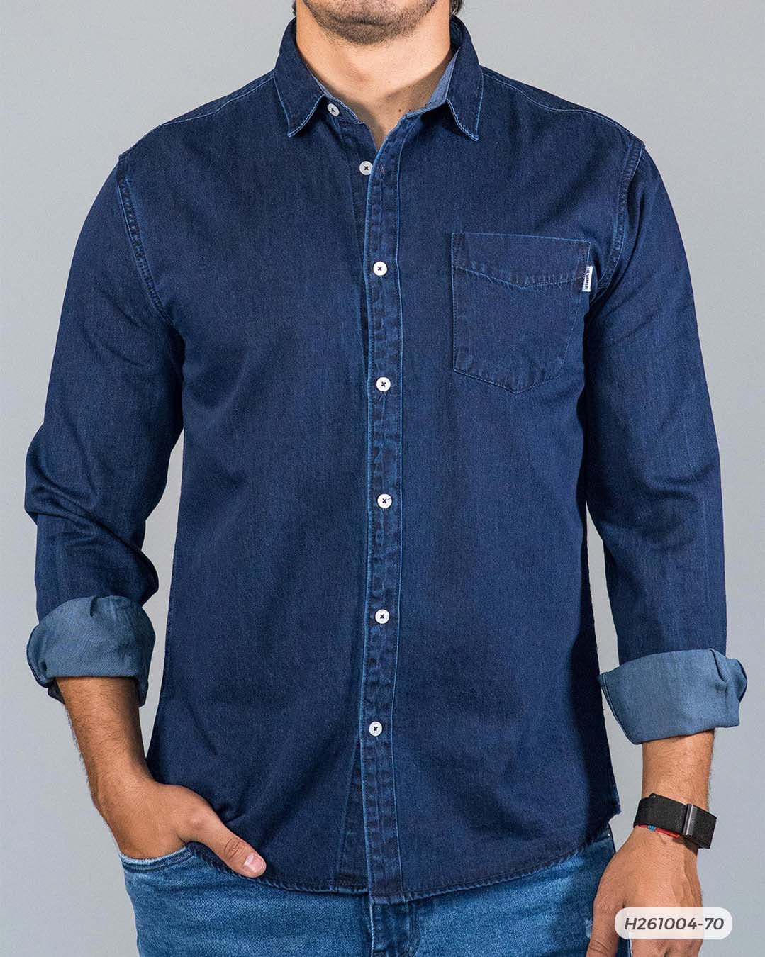 HS GT CAMISA ML HUMMER H261004-70 AZUL OSCURO DENIM