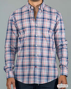 GT CAMISA ML H261004-80 HUMMER AZUL CUADROS ROJO/BLANCO