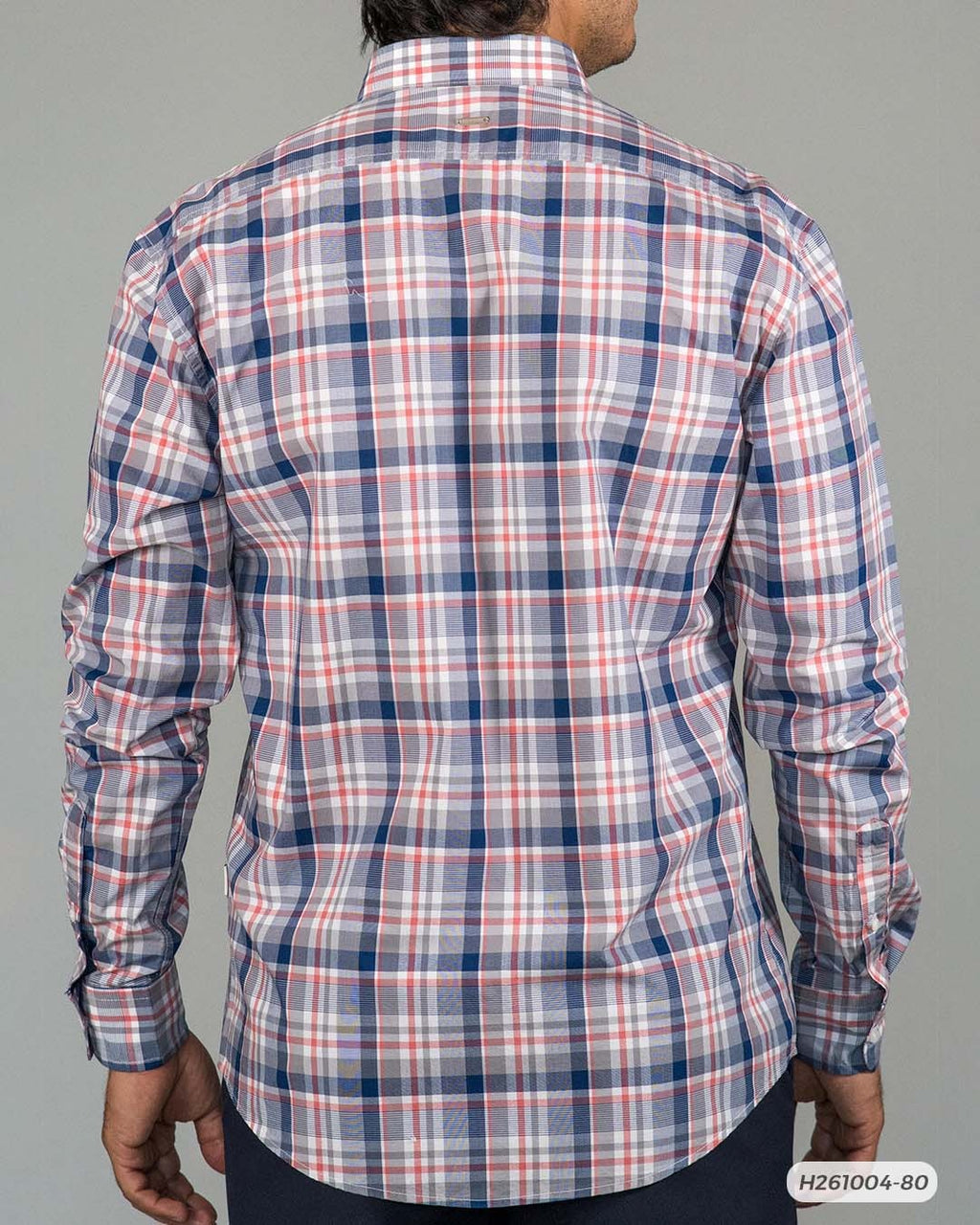 GT CAMISA ML H261004-80 HUMMER AZUL CUADROS ROJO/BLANCO