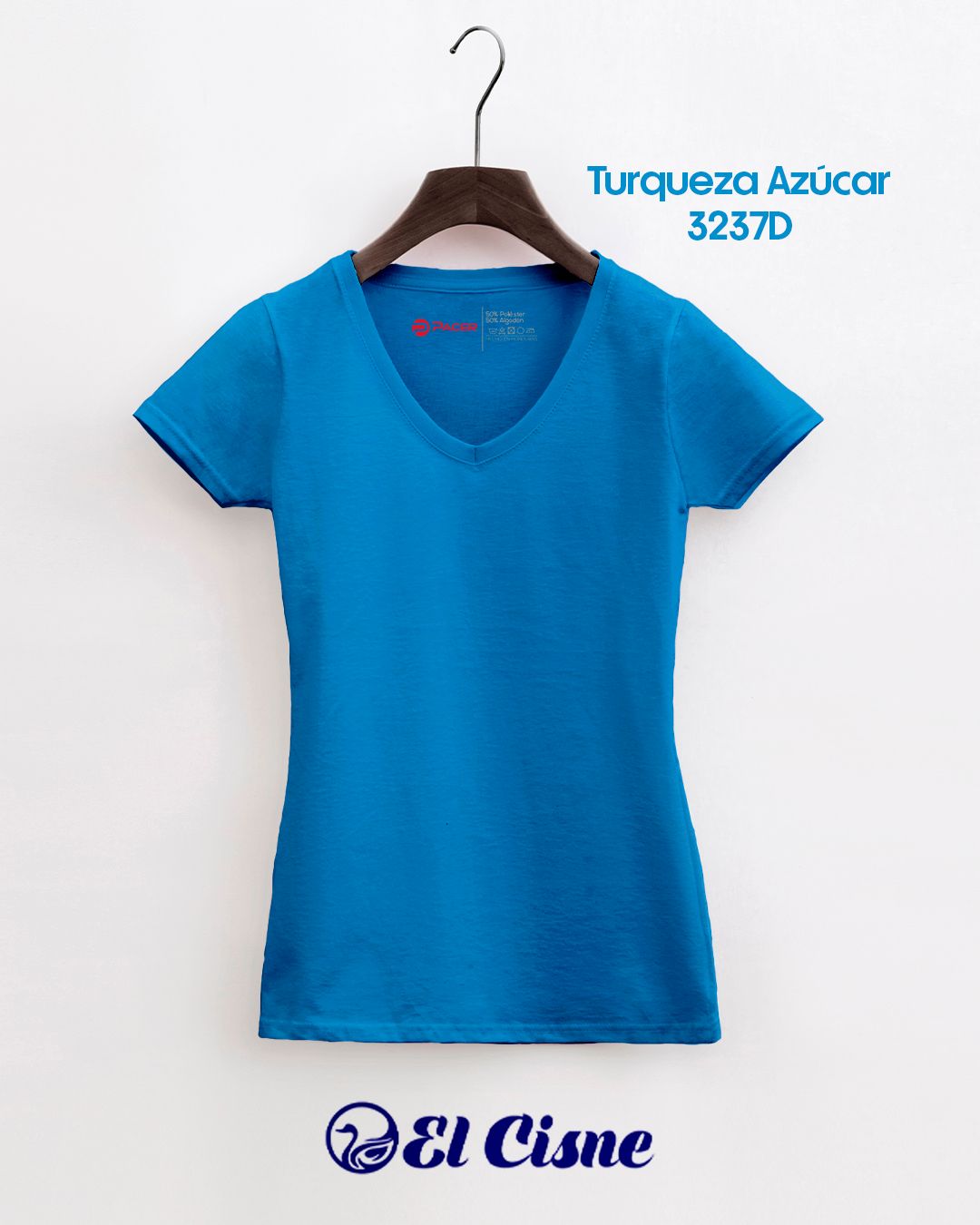 BLUSA CUELLO V PC/TURQUESA AZUCAR