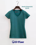 BLUSA CUELLO V PC/VERDE ALMENDRA