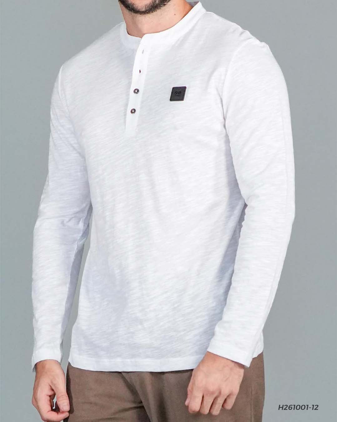 PLAYERA ML HENLEY HUMMER H261001-12 BLANCO