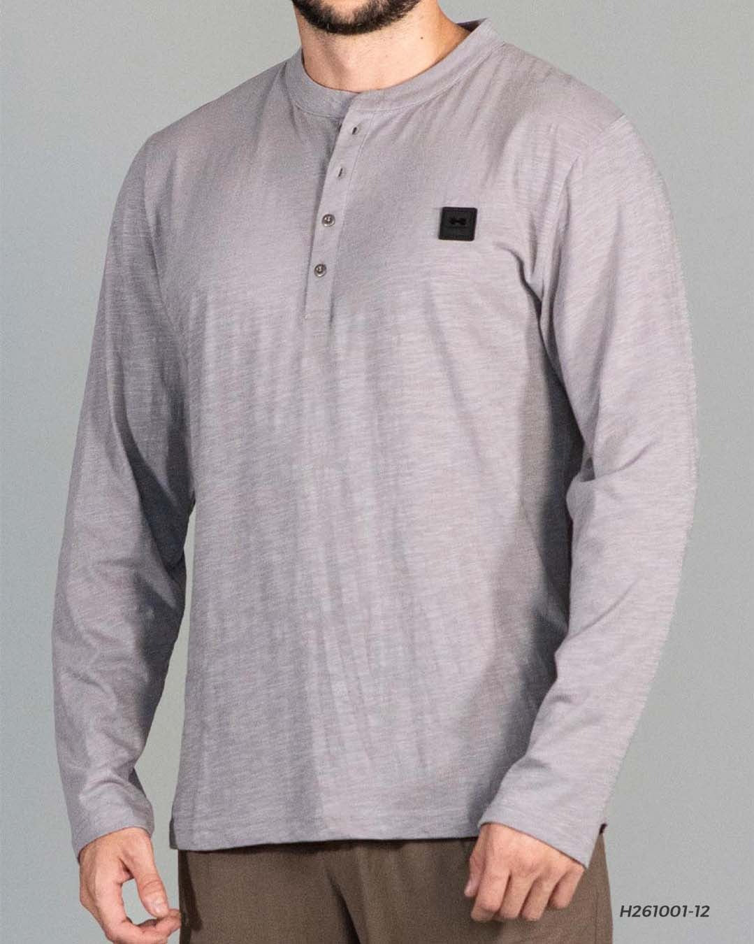 PLAYERA ML HENLEY HUMMER H261001-12 GRIS