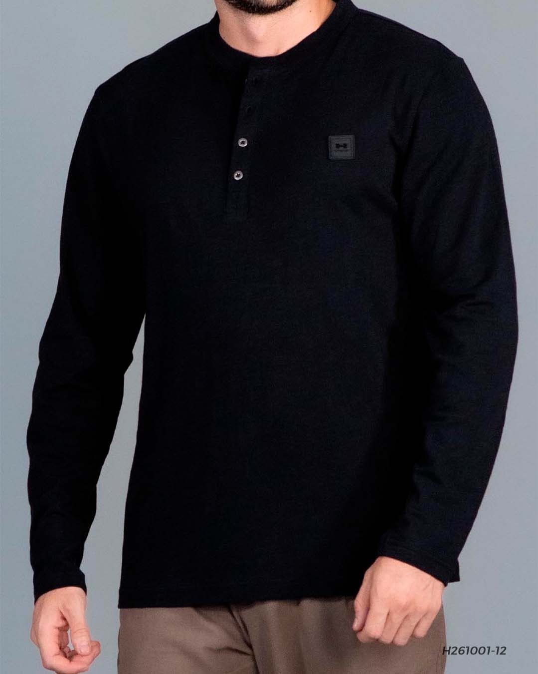 PLAYERA ML HENLEY HUMMER H261001-12 NEGRO