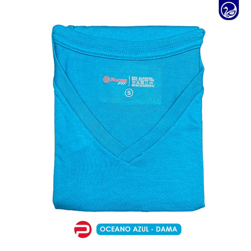 BLUSA CUELLO V PC / OCEANO AZUL