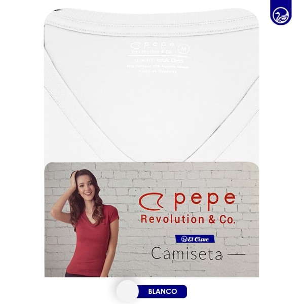 Playera de dama cuello V blanco