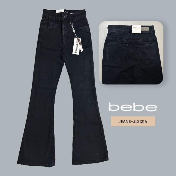 JEANS DAMA BEBE FLARE FIT CAMPANA JL2121  NEGRO