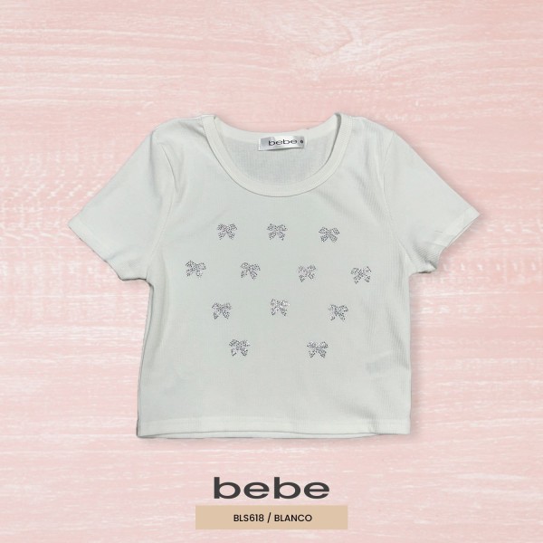BLUSA MODA CROP TOP BEBE BLS618 / BLANCO