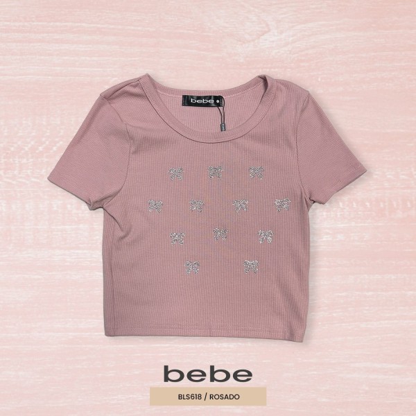 BLUSA MODA CROP TOP BEBE BLS618 / ROSADO