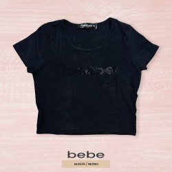BLUSA MODA CROP TOP BEBE BLS639 / NEGRO