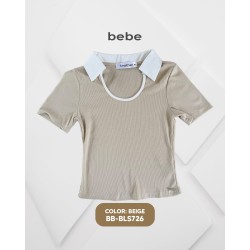 BLUSA MODA CROP TOP BB-BLS726 BEBE / BEIGE