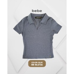 BLUSA MODA CROP TOP BB-BLS736 BEBE / AZUL HEATHER