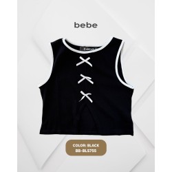 CAMISETA MODA CROP TOP BB-BLS755 BEBE / NEGRO