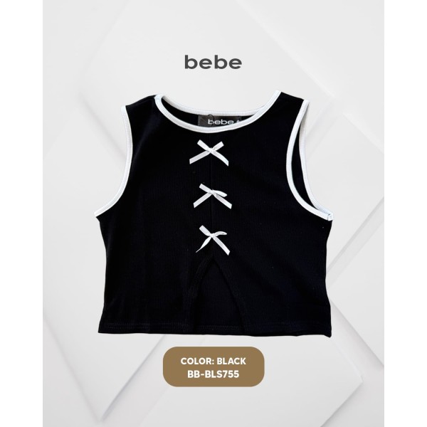 CAMISETA MODA CROP TOP BB-BLS755 BEBE / NEGRO