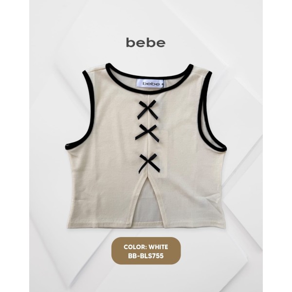 CAMISETA MODA CROP TOP BB-BLS755 BEBE / CREMA