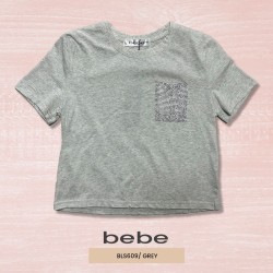BLUSA MODA CROP TOP BEBE BLS609 / GRIS HEATHER LIGHT