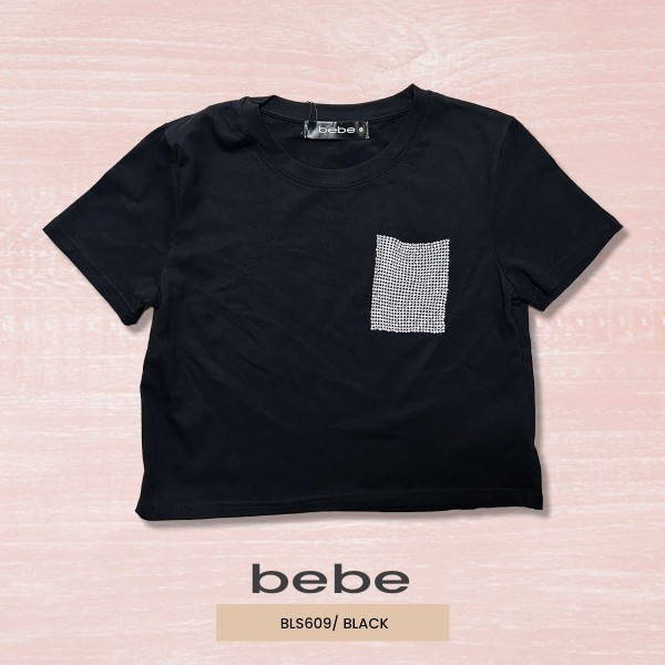 BLUSA MODA CROP TOP BEBE BLS609 / NEGRO