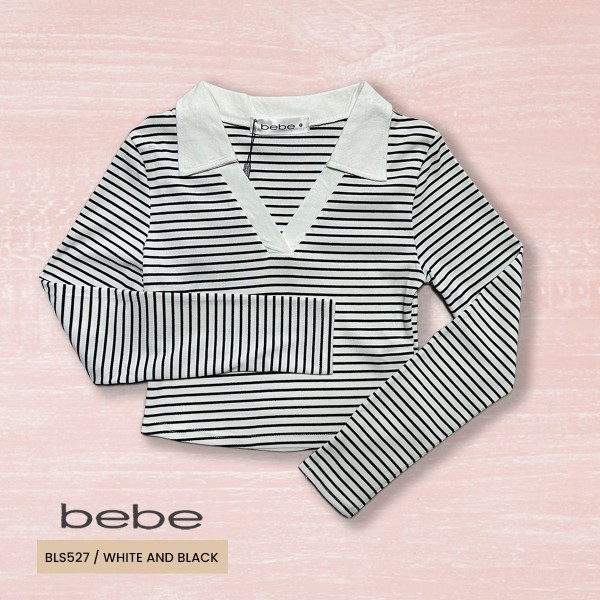 BLUSA MODA ML CROP TOP BEBE BLS527 BLANCO/LINEAS