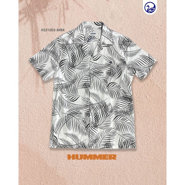 CAMISA MC HUMMER  / BLANCO/HOJAS NEGRO