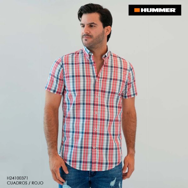 CAMISA HUMMER MC 371 / CUADROS - ROJO