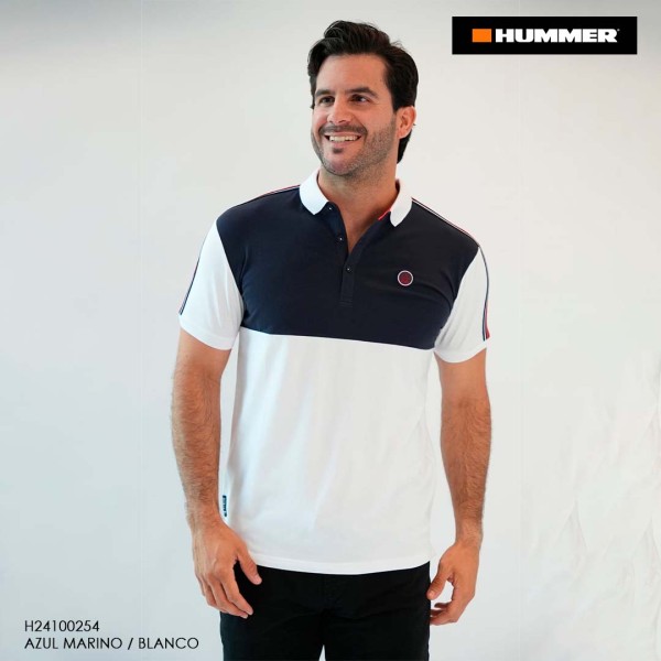 PLAYERA POLO HUMMER 254 AZUL MARINO / BLANCO