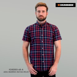 CAMISA MC HUMMER H24200368A AZUL MARINO/CUADROS ROJO