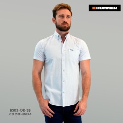 CAMISA MC HUMMER BS03OR CELESTE/LINEAS