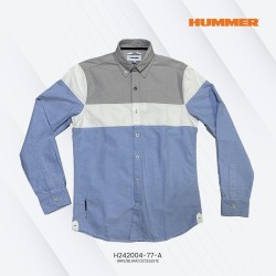 CAMISA ML HUMMER 0477A GRIS/BLANCO/CELESTE