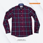 CAMISA ML HUMMER  0468A AZUL MARINO/CUADROS ROJO