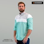 CAMISA ML HUMMER 00477A GRIS/BLANCO/VERDE