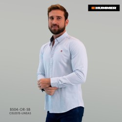 CAMISA ML HUMMER 04OR CELESTE/LINEAS