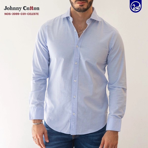 CAMISA ML JC NOS-2099-C01  CELESTE/LINEAS