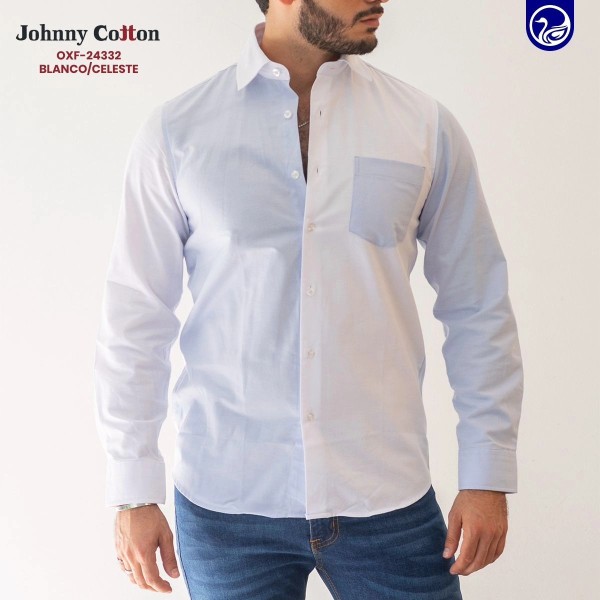 CAMISA ML OXF-2432 JC BLANCO/CELESTE
