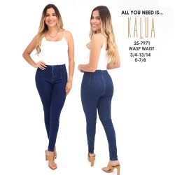 JEANS DAMA SKINNY CINTURA AVISPA 25-7971 KALUA T0