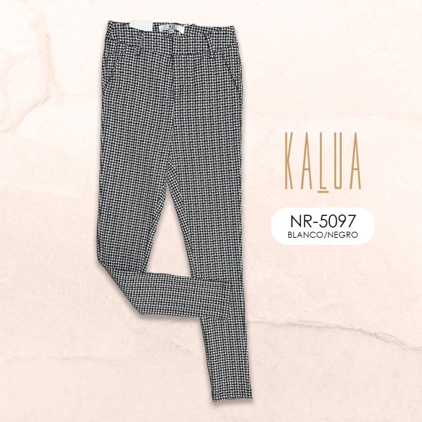 PANTALON DE VESTIR STRETCH NR-5097 BLANCO/NEGRO CUADROS