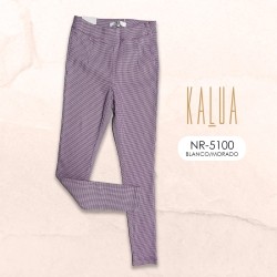PANTALON DE VESTIR STRETCH NR-5100 BLANCO/MORADO