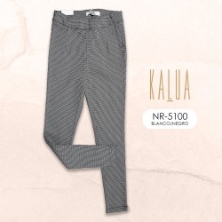 PANTALON DE VESTIR STRETCH NR-5100 BLANCO/NEGRO