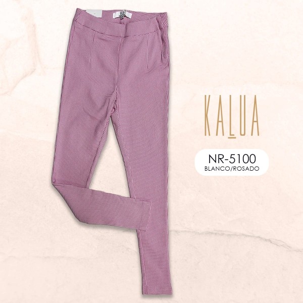 PANTALON DE VESTIR STRETCH NR-5100 BLANCO/ROSADO