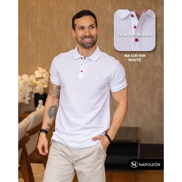 PLAYERA POLO PREMIUM NA 619-WH WHITE