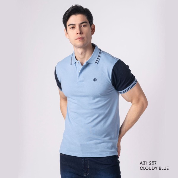PLAYERA POLO PREMIUM NA-A31-257  CLOUDY BLUE