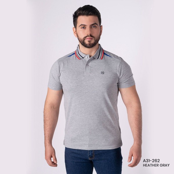 PLAYERA POLO PREMIUM NA-A31-262 HEATHER GRAY