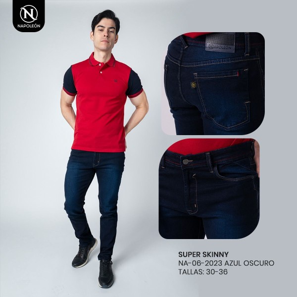 JEANS HOMBRE SUPER SKINNY NA-06-2023 AZUL OSCURO